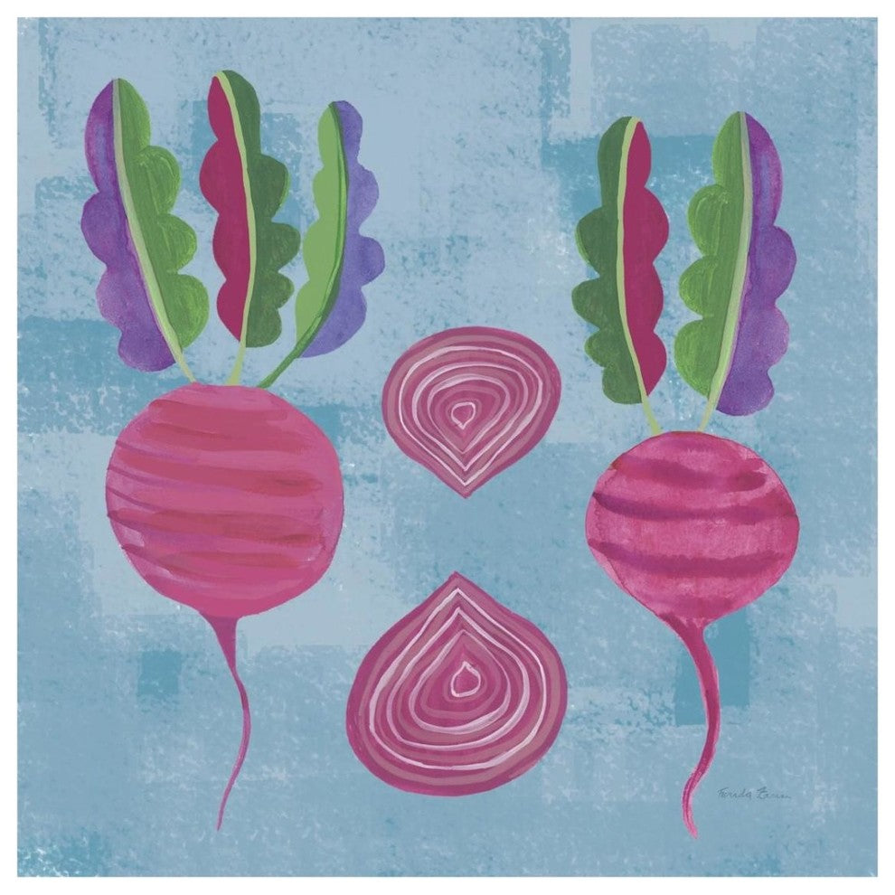 "Veggie Time IV Blue" Digital Paper Print by Farida Zaman, 32"x32"