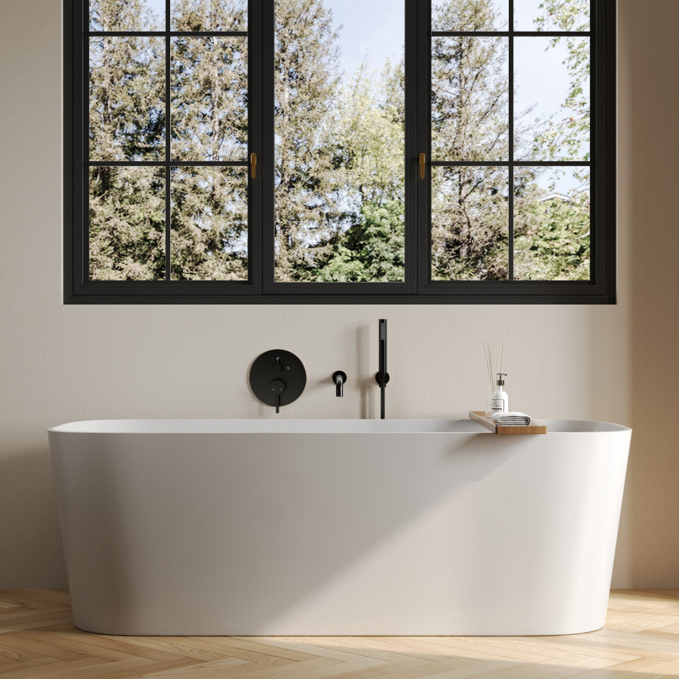 Wall-Mount Tub and Handheld Shower Faucet Set, Matte Black