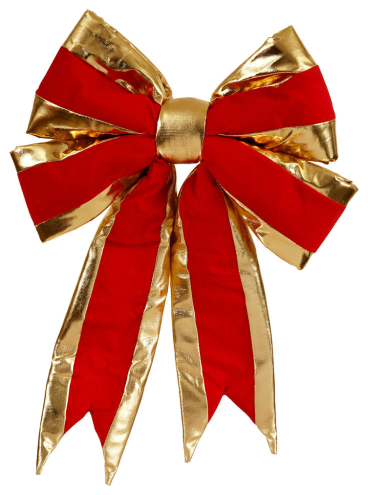 Vickerman 16"x19" Red Structured Bow Gold Trim