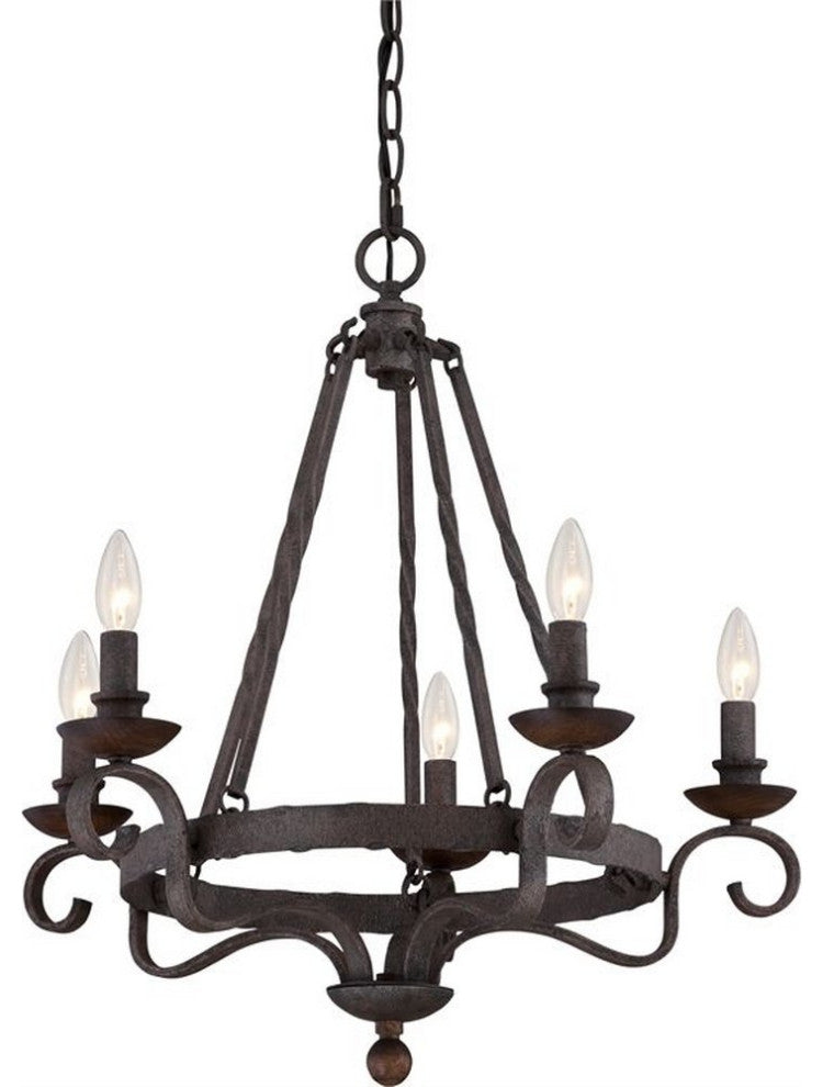 Noble 5-Light Chandelier, Rustic Black