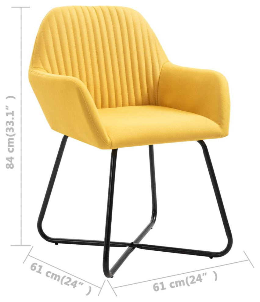vidaXL Dining Chairs 6 pcs Yellow Fabric