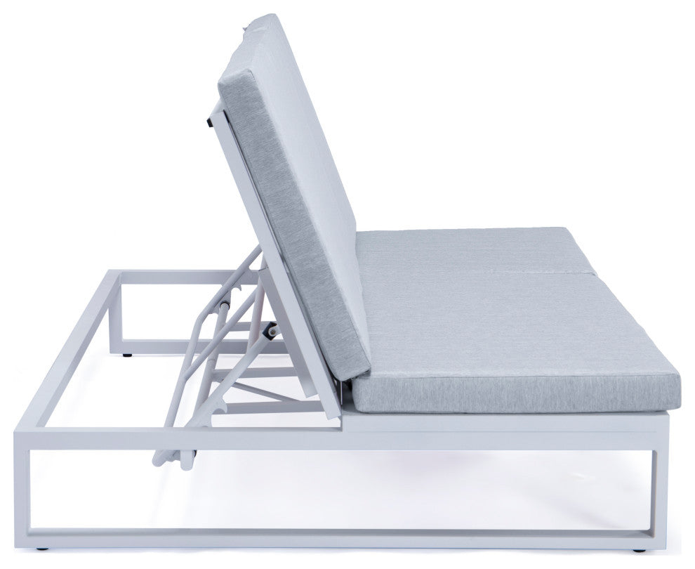 LeisureMod Chelsea Convertible 2-in-1 Sofa and Double Chaise Lounge, Light Gray