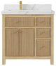 Sonoma 36 Left Offset Bath Vanity in Light Natural Teak with 2" Calacatta Laza