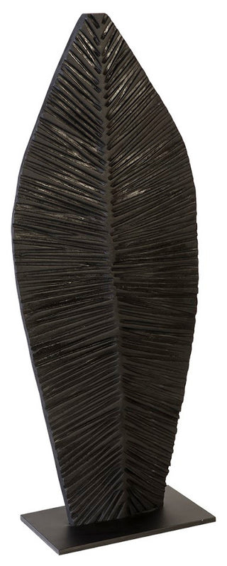 Carved Leaf on Stand, Burnt, Small
