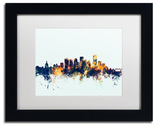 Michael Tompsett 'Edmonton Canada Skyline Blue' Matted Framed Art, 11x14