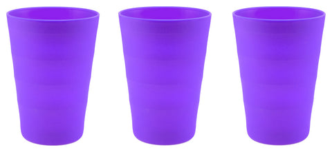 Break-Resistant Plastic Cups 12Oz, Reusable Design, Set of 3, Purple