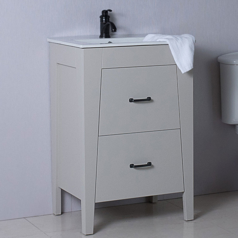Neylon Single-Sink Vanity, 24", Light Gray