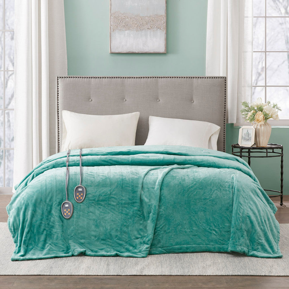 Beautyrest Heated Plush Heated Plush Blanket, Aqua