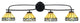 Cavella 4 Light Bath Bar, Matte Black Finish, 7" Diamond Peak Art Glass