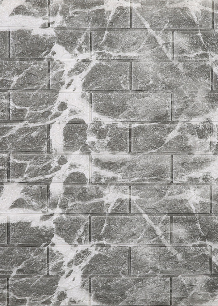Grey Off White Faux Brick 3D Wall Panels, Set of 10, Covers 58 Sq Ft