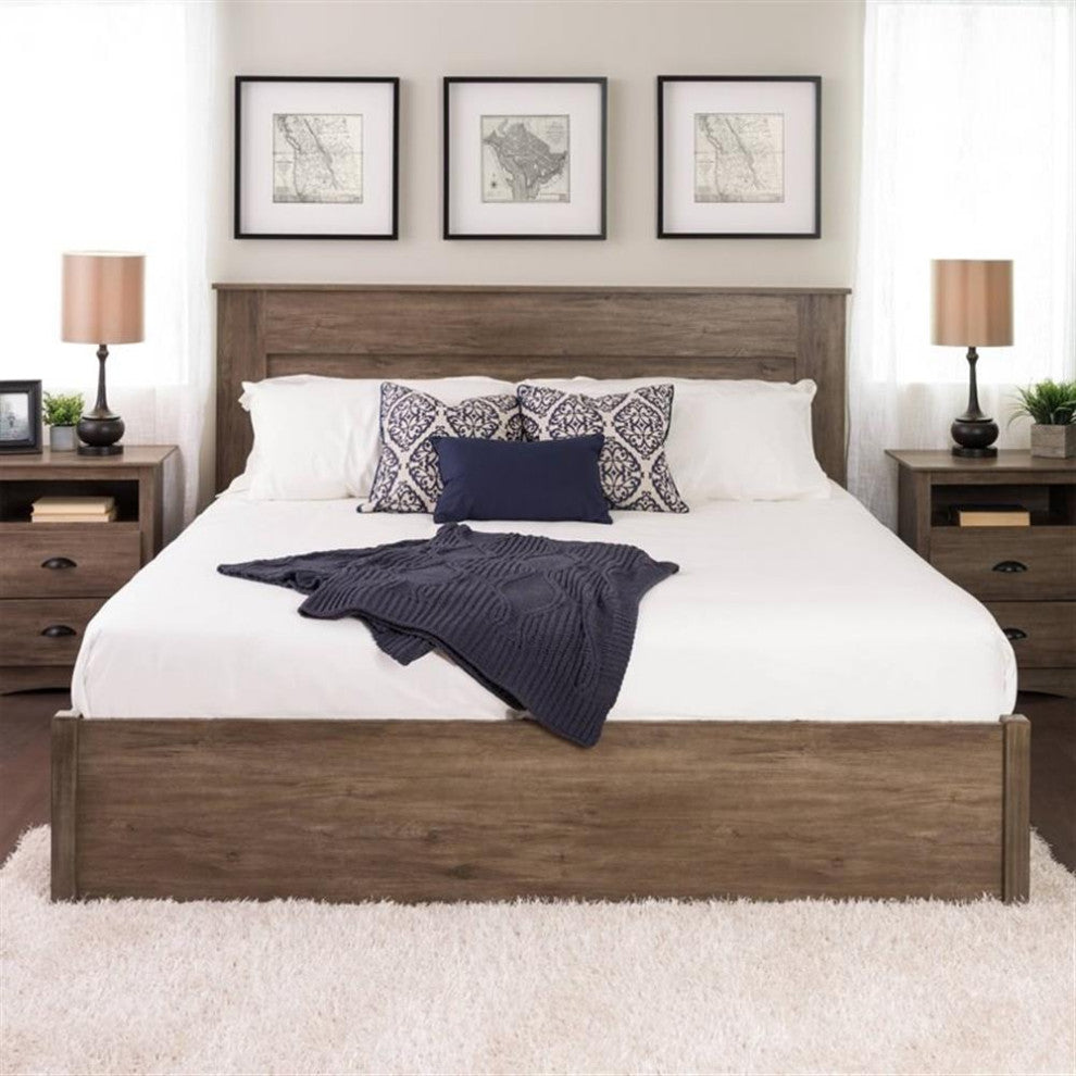Pemberly Row Traditional Wood King Flat Panel Headboard in Gray