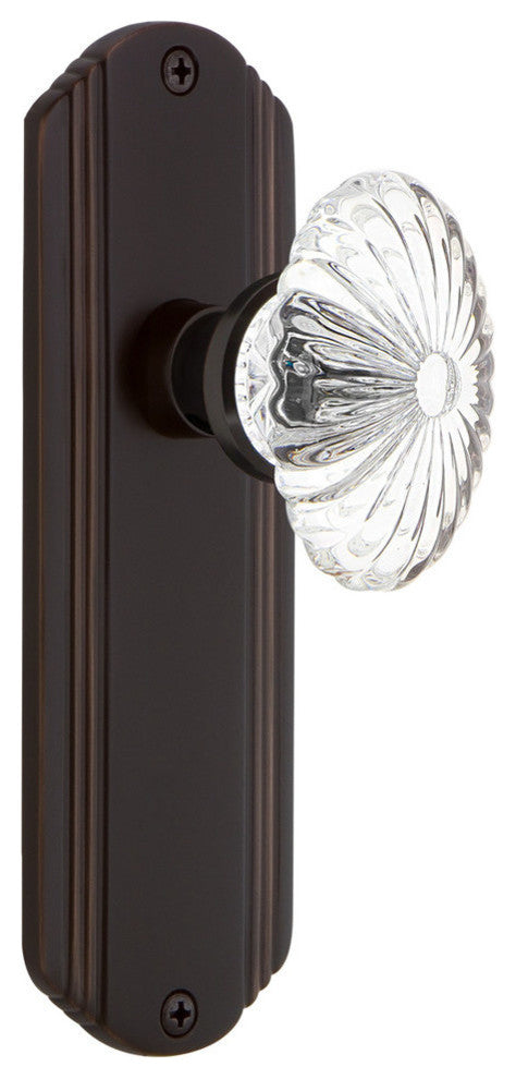 Deco Plate Single Dummy Oval Fluted Crystal Glass Door Knob