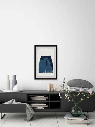 "Navy Shorts" Framed Painting Print, 8"x12"