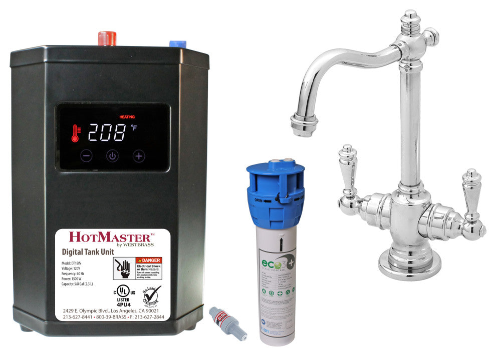 Victorian 9 in. Instant Hot and Cold Water Dispenser with Digital Tank, Polished
