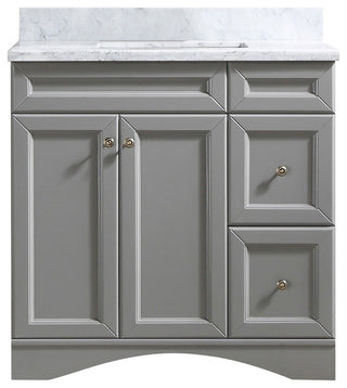 CASAINC 36" Marble Top Modern Single Sink Bathroom Vanity, Gray