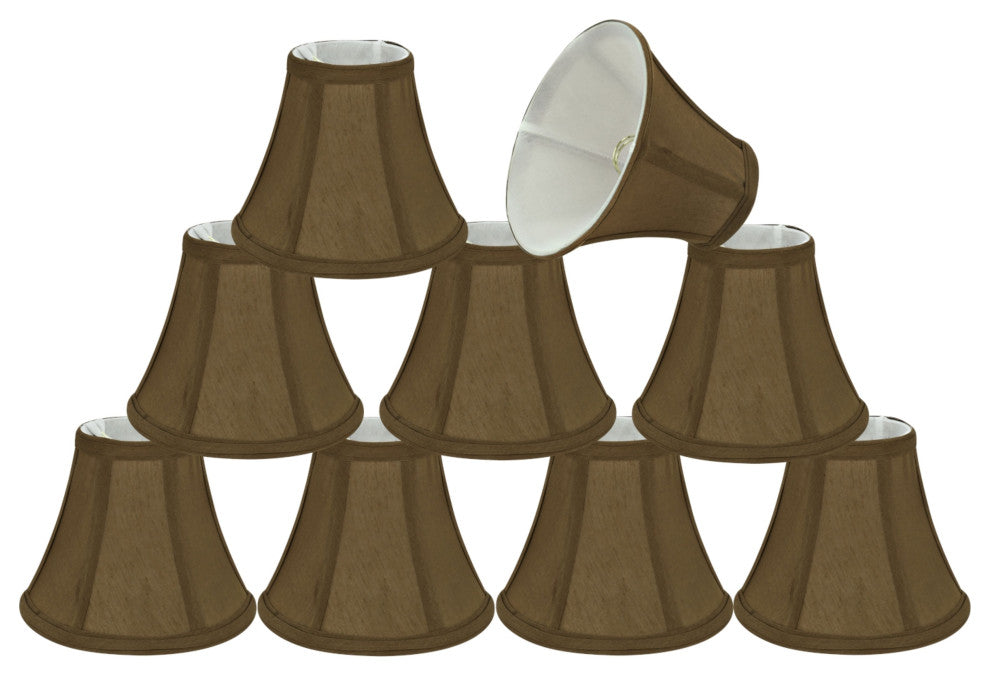 30049-9 Small Bell  Chandelier Clip On Lamp Shade Light Brown 3"x6"x5"