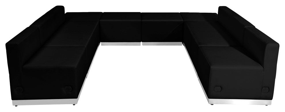 MFO Inspiration Collection Black Leather Reception Configuration, 8 Pieces