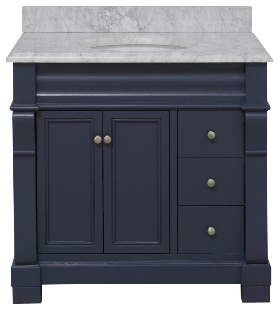 Westminster Bath Vanity, Base: Marine Gray, 36", Top: Carrara Marble