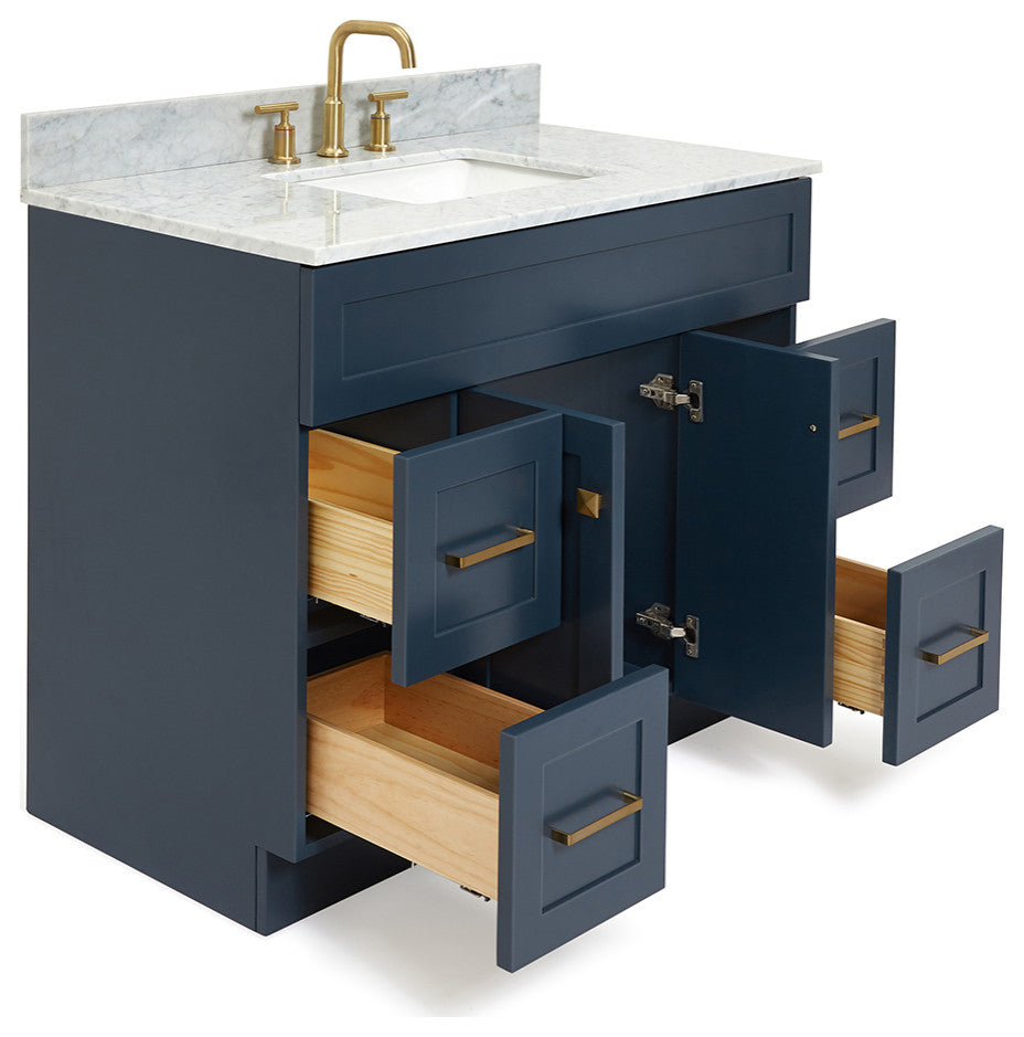 Ariel Hamlet 43" Rectangle Sink Bath Vanity, 0.75" Carrara Marble