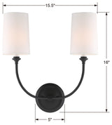 Libby Langdon For Crystorama Sylvan 2 Light Black Forged Sconce