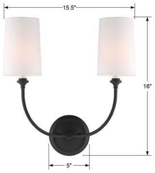 Libby Langdon For Crystorama Sylvan 2 Light Black Forged Sconce