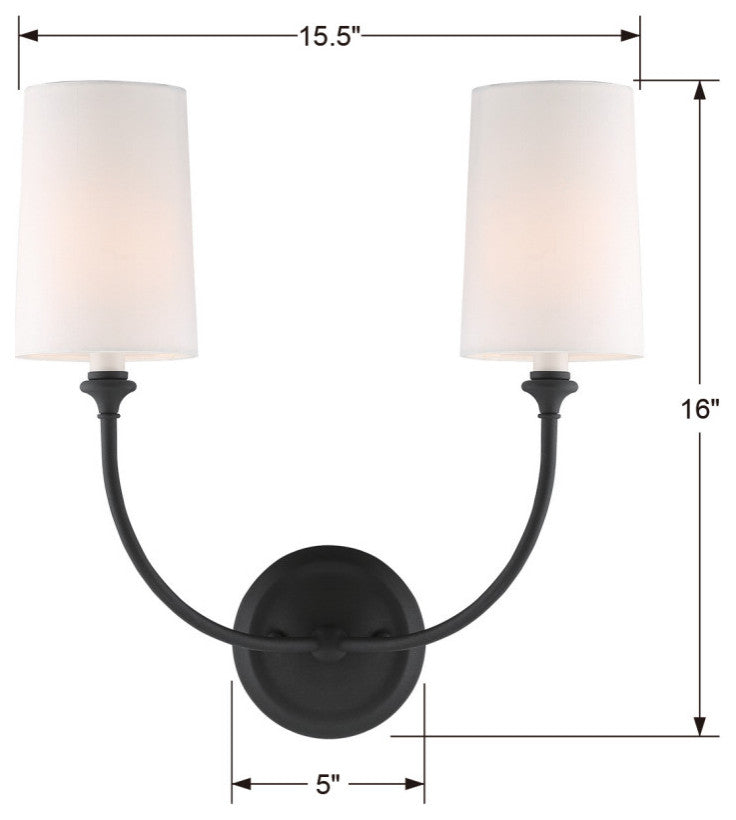 Libby Langdon For Crystorama Sylvan 2 Light Black Forged Sconce