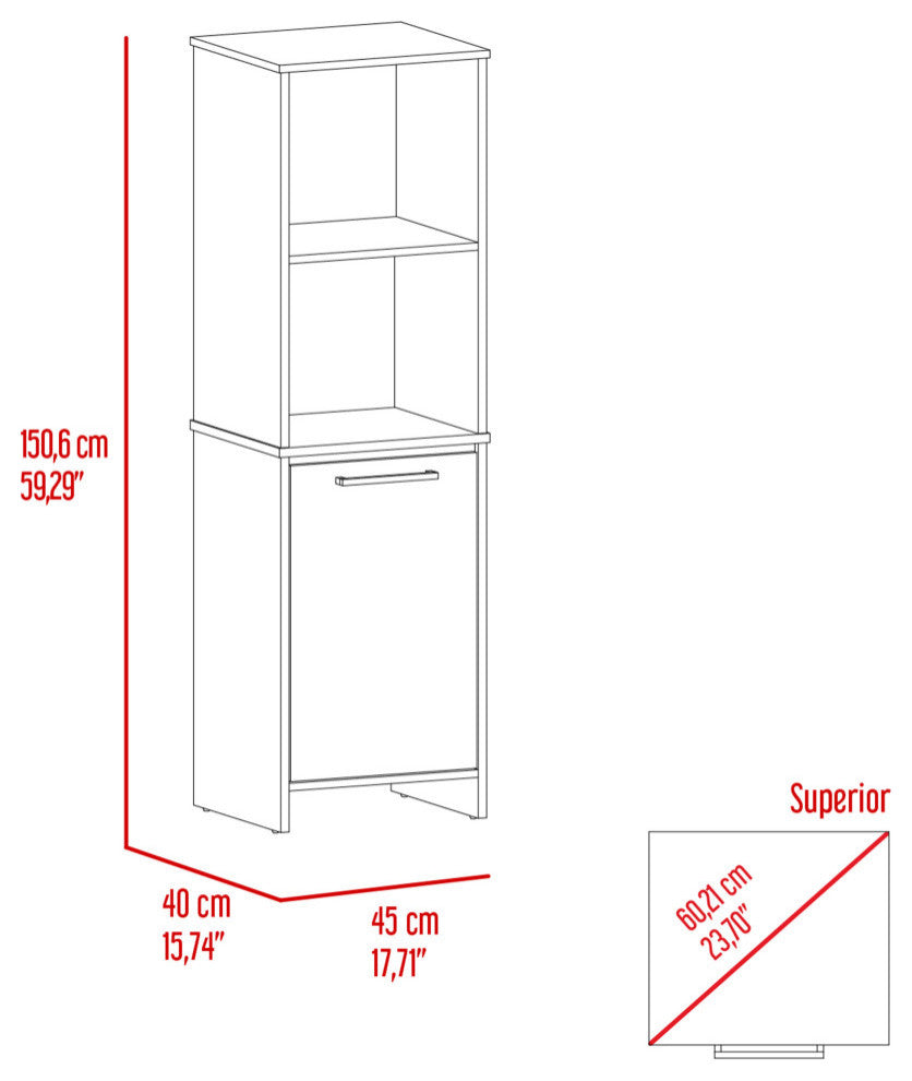 Danforth Pantry Cabinet with 1 Cabinet and 4 Shelves, White