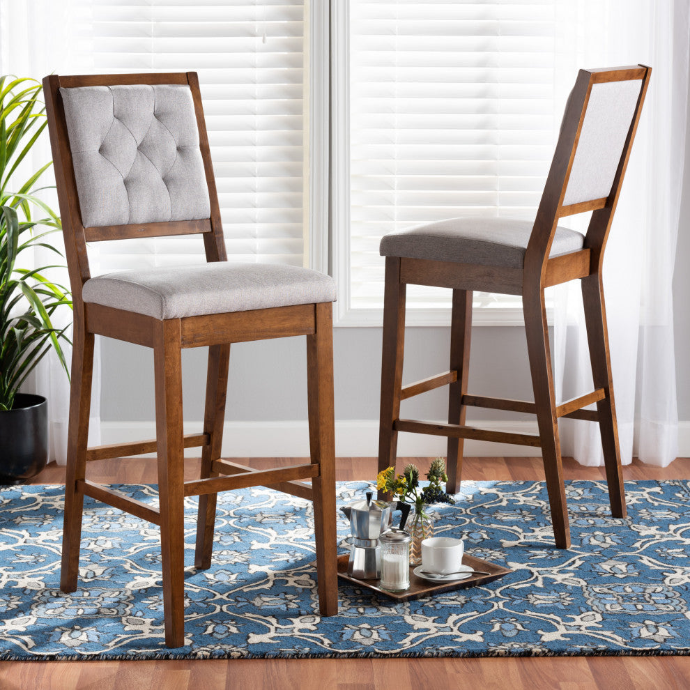 Lakenya Modern 2-Piece Bar Stools, Gray