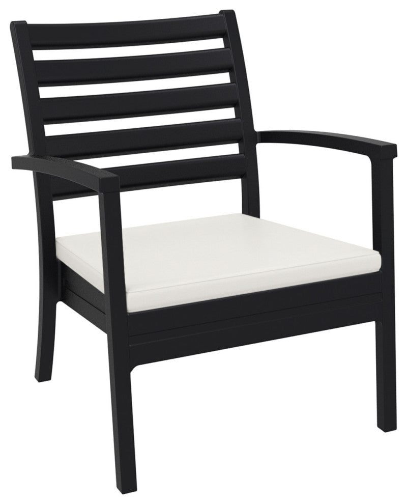 7-Piece Artemis XL Club Seating Set Black With Acrylic Fabric Natural Cushions