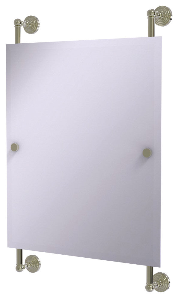 Waverly Place Rectangular Frameless Rail Mounted Mirror, Polished Nickel