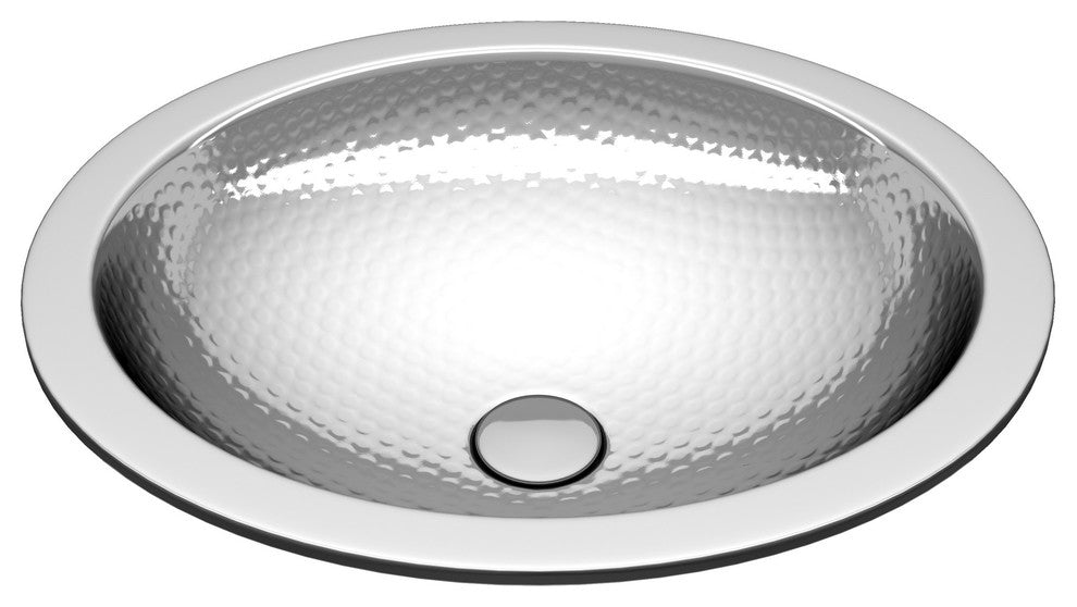 Boreal 19" Handmade Drop-in Oval Bathroom Sink, Hammered Nickel