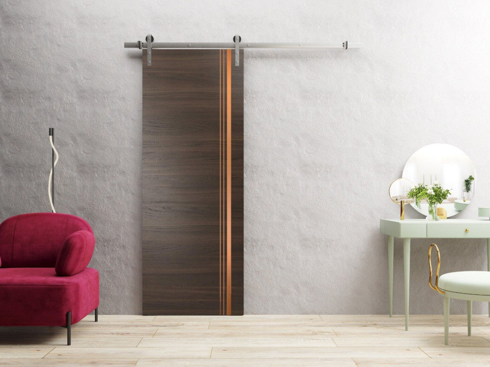 Sturdy Barn Door 36 x 96 | Planum 1010 Chocolate Ash with  | 6.6FT