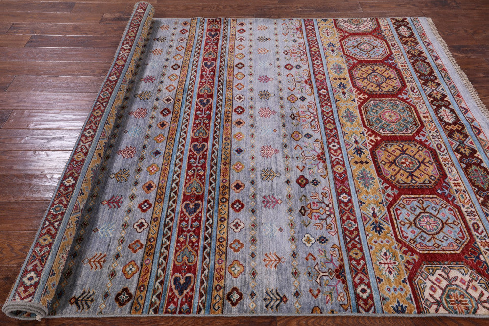 Hand Knotted Khorjin Super Kazak Rug 5' 9" X 7' 10" Q7671