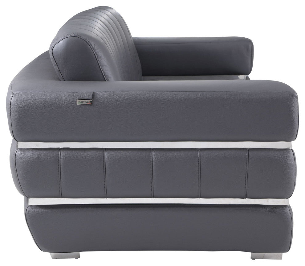 Ferrara Genuine Italian Leather Modern Sofa Dark Gray