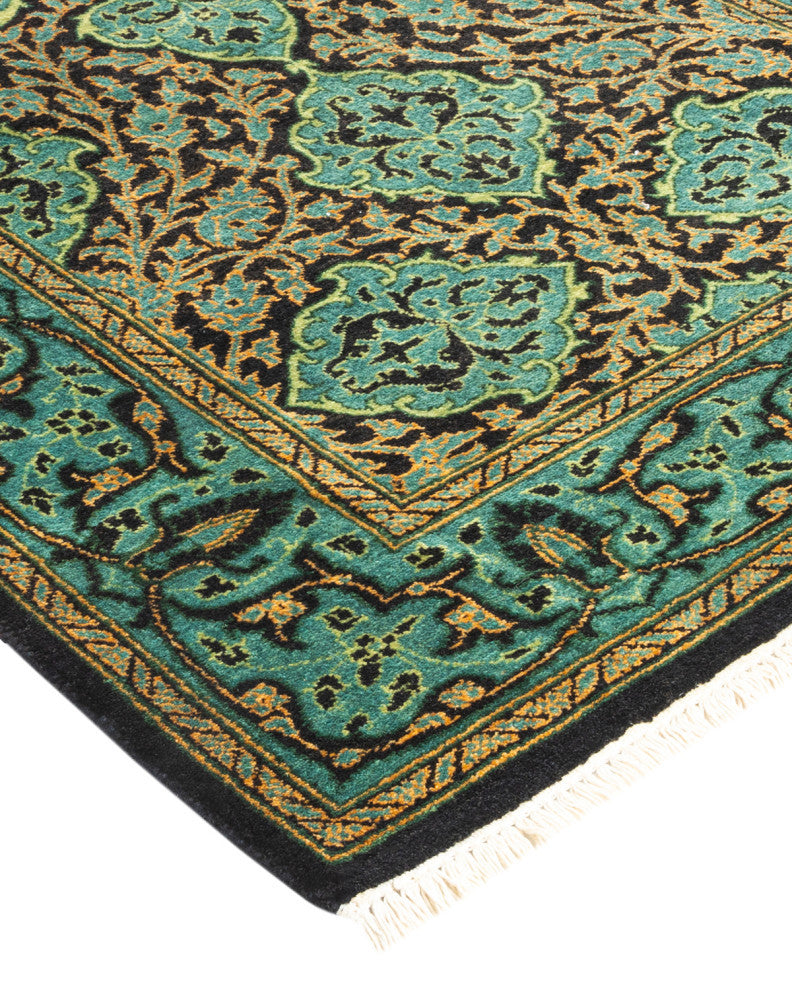 Mogul, One-of-a-Kind Hand-Knotted Area Rug Black, 2'6"x7'9"