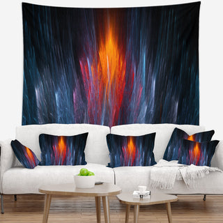 Fractal Fire in Light Blue Contemporary Wall Tapestry, 60"x50"