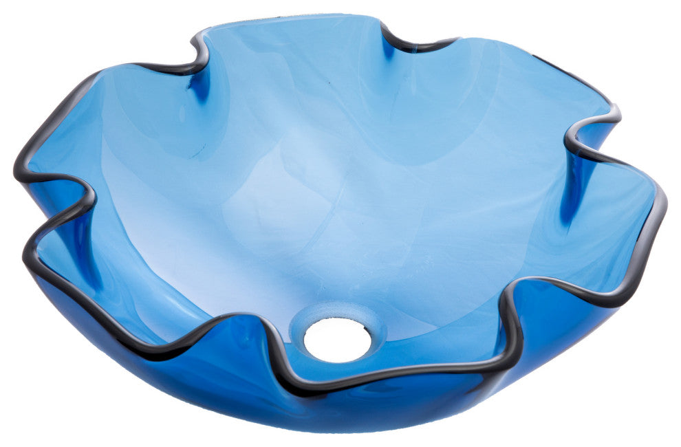 Eden Bath EB_GS50 Blue Wave Rim Tempered Glass Vessel Sink