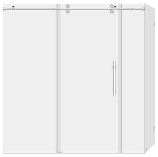 Shower Enclosures With 2 Panels, Frameless, 12mm Clear Tempered Glass, ULTRA-D, Chrome, 68-72"x79"x34.5"