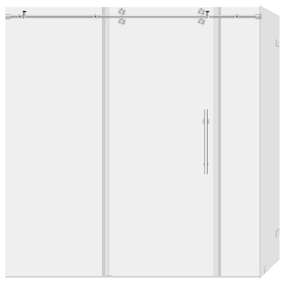 Shower Enclosures With 2 Panels, Frameless, 12mm Clear Tempered Glass, ULTRA-D, Chrome, 68-72"x79"x34.5"