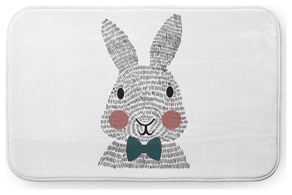24" x 17" Bow-tie Bunny Bathmat, Ocean Abyss Green
