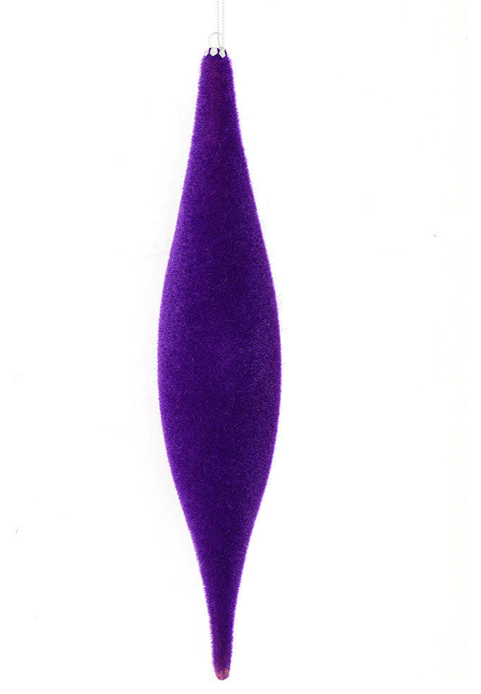 13" Purple Flocked Shuttle Ornament, 3 per Bag