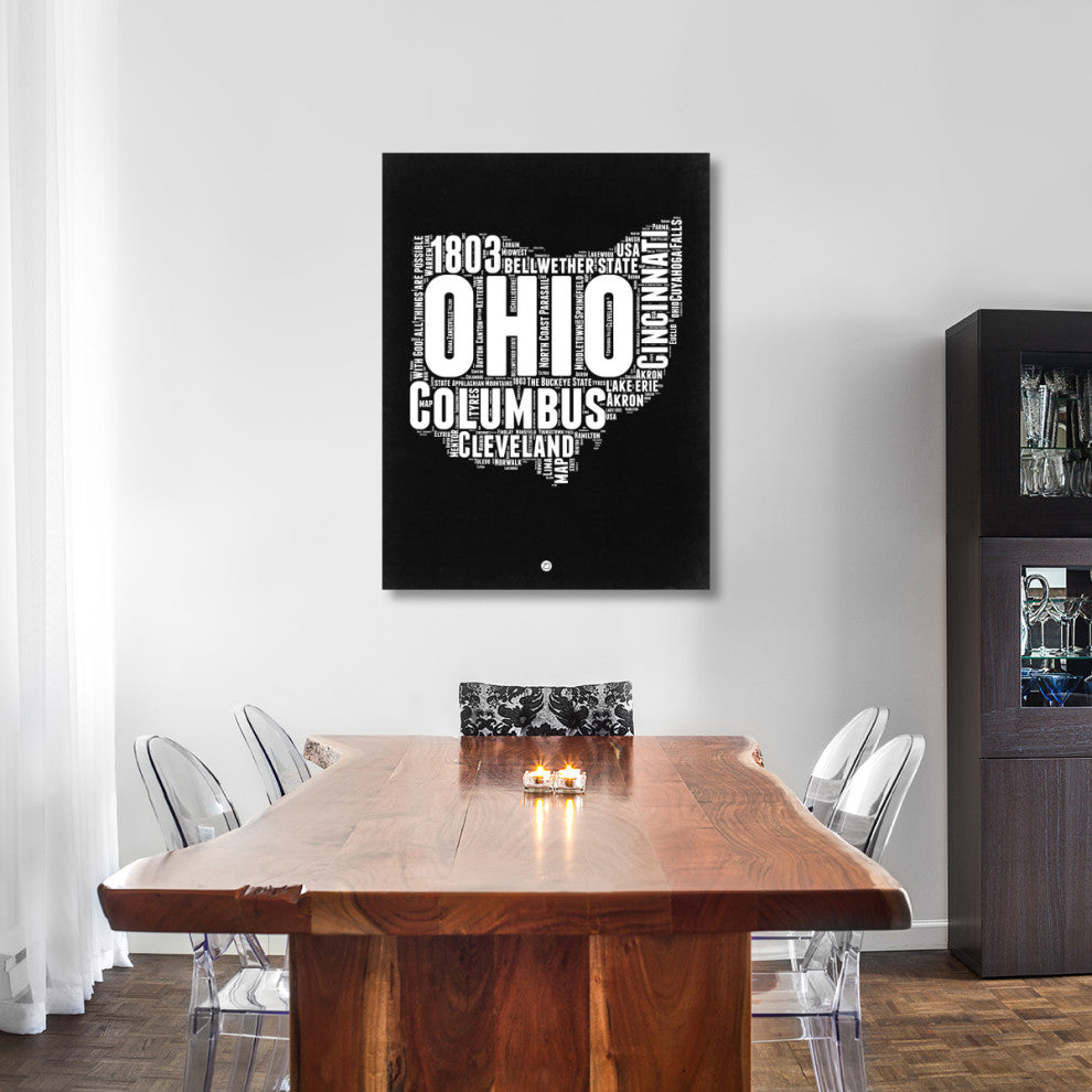 "Ohio Black and White Map" Fine Art Print