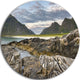 Rocky Coastline On Lofoten, Landscape Photo Round Wall Art, 11"