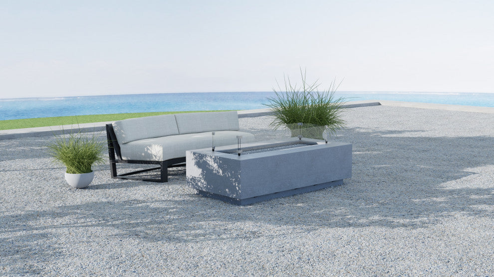 Bazaar Gravelstone Glass Surround Rectangular Outdoor Fire Table