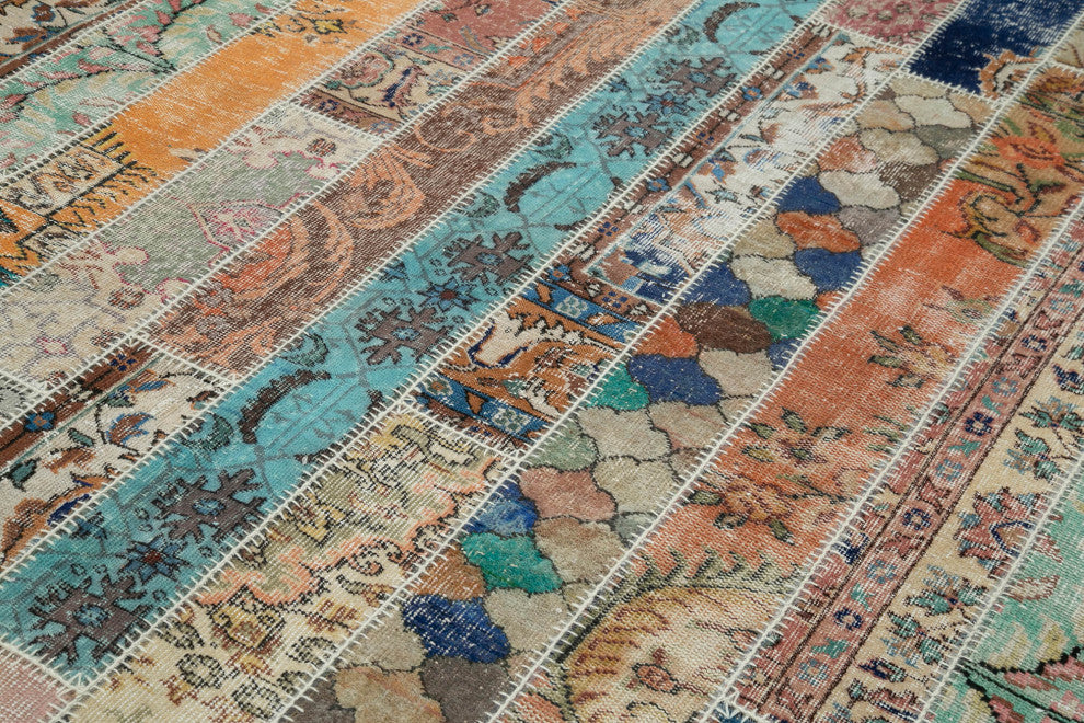 Rug N Carpet - Handmade Oriental 6' 9" x 10' 0" Wool Patchwork Area Rug