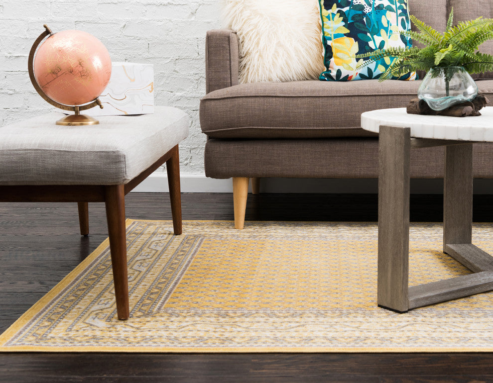Unique Loom Yellow Allover Williamsburg 4'x6' Area Rug