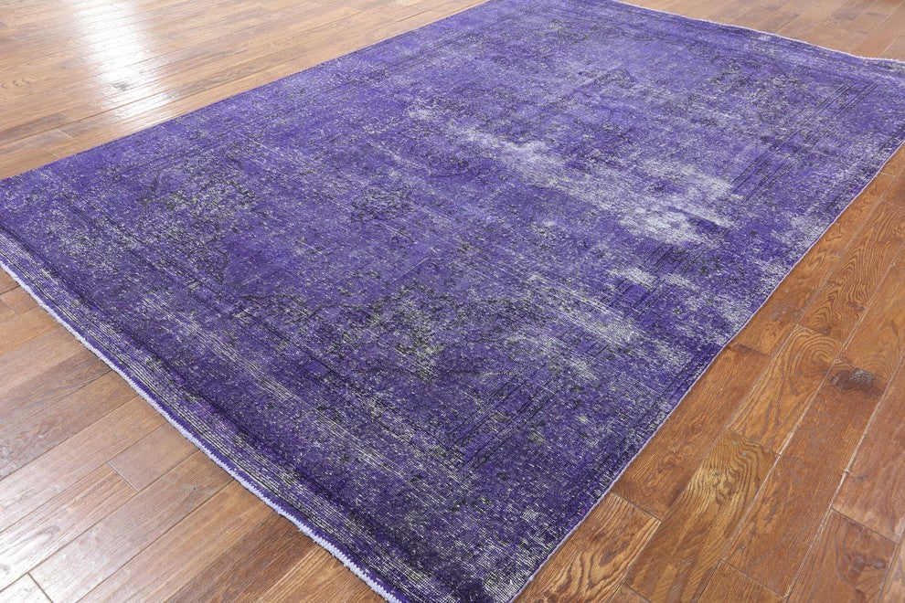 Vintage Oriental Overdyed 8'x12' Purple Hand Knotted Wool Area Rug H9188
