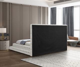 Revel Velvet Upholstered Bed, Cream, King