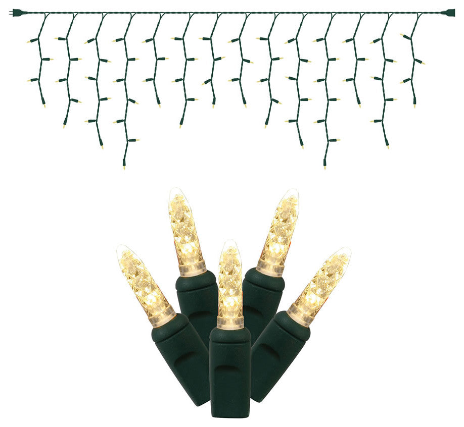 Vickerman X6G3101 70 Warm White M5 Led Icicle Light On Green Wire