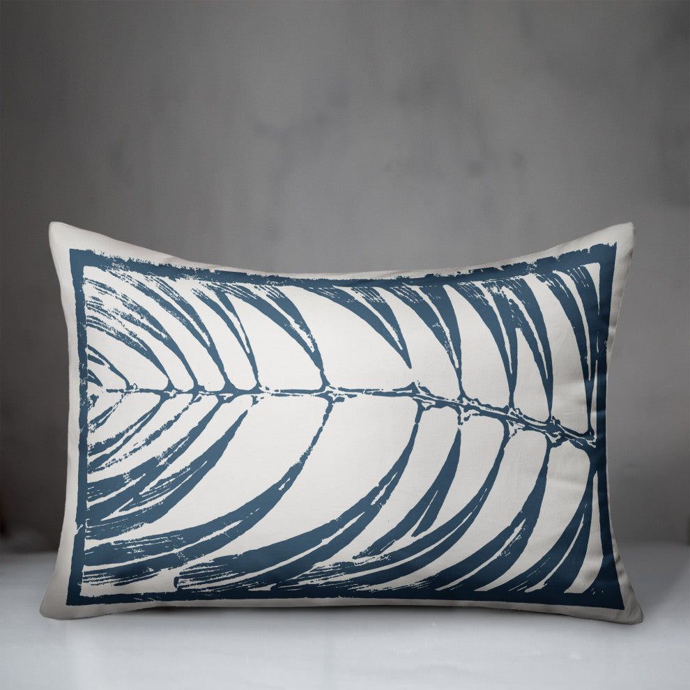 Navy Leaf Imprint II 14x20 Spun Poly Pillow